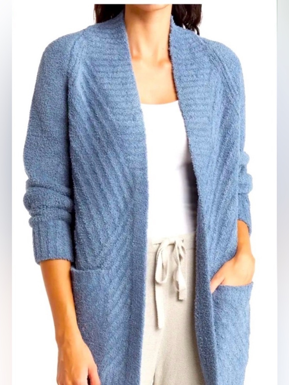 Barefoot Dreams CozyChic Directional Ribbed Open Front Cardigan